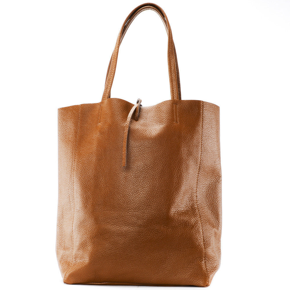 Sac cabas en cuir grainé ou irisé NICE Cognac