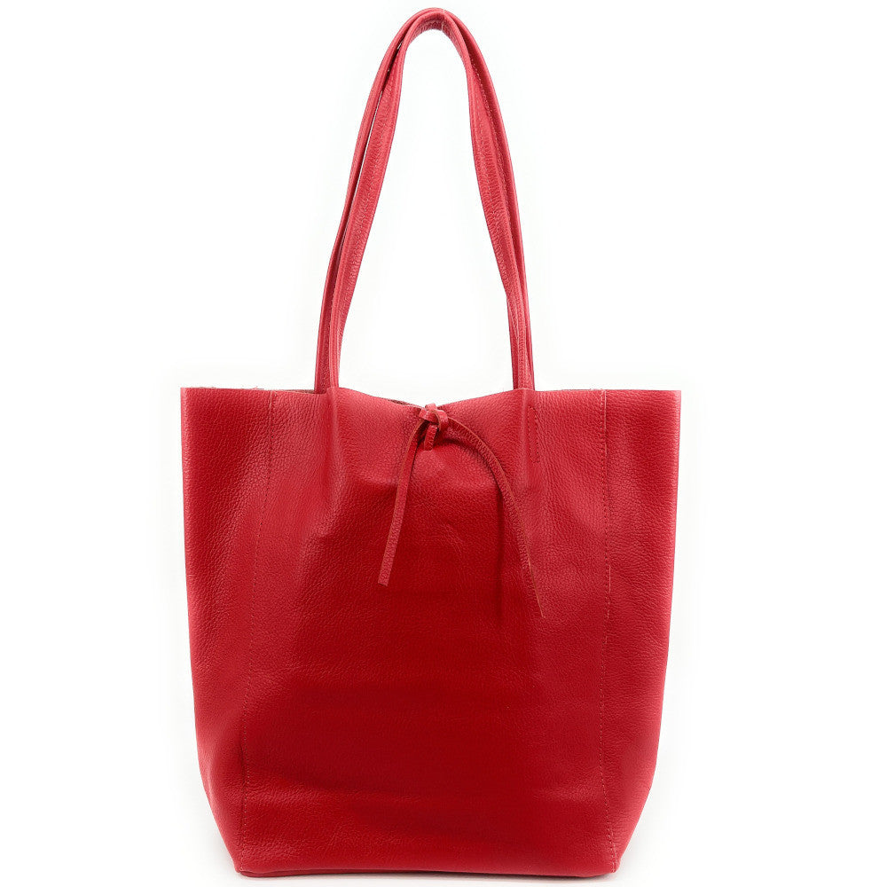 Sac cabas en cuir grainé ou irisé NICE Rouge garance