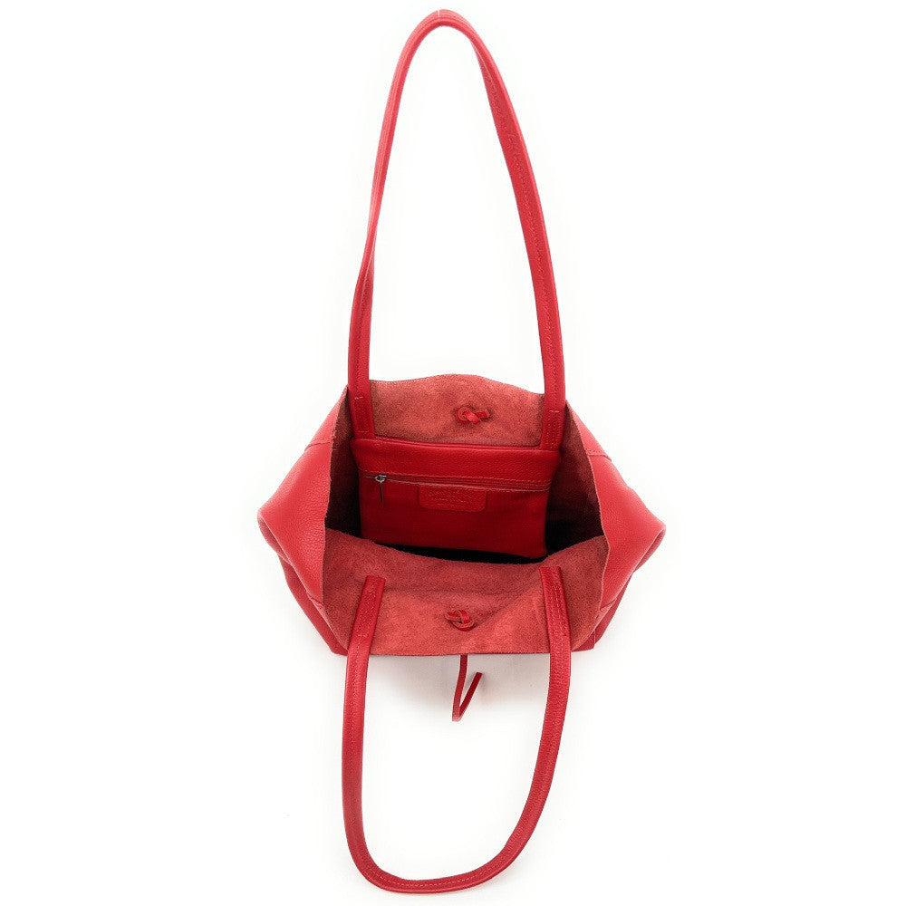 Sac cabas en cuir grainé ou irisé NICE Rouge garance