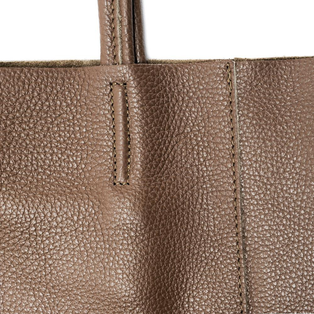 Sac cabas en cuir grainé ou irisé NICE Taupe foncé