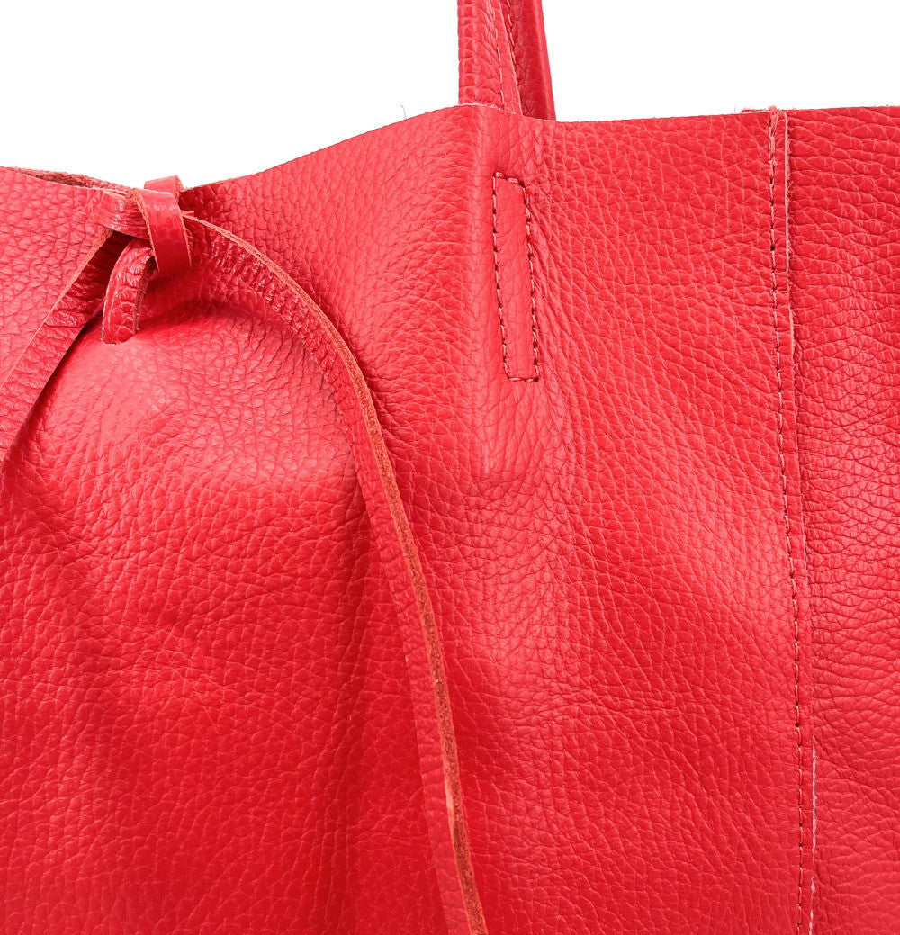Sac cabas en cuir grainé ou irisé NICE Rouge garance