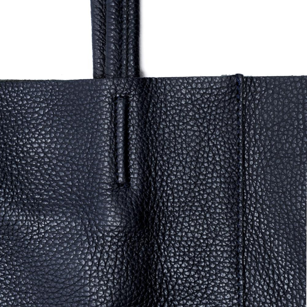 Sac cabas en cuir grainé ou irisé NICE Bleu marine