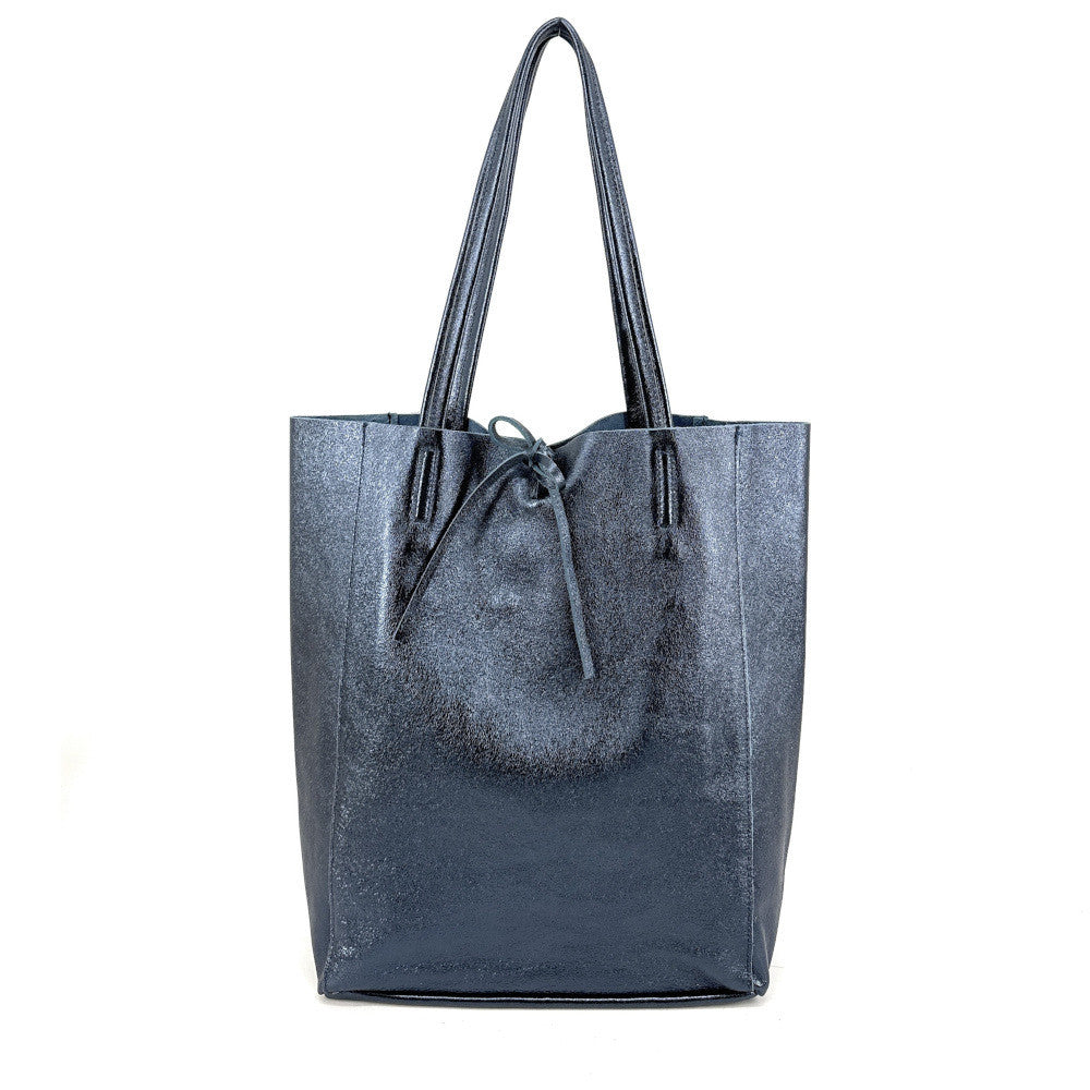 Sac cabas en cuir grainé ou irisé NICE Bleu céleste