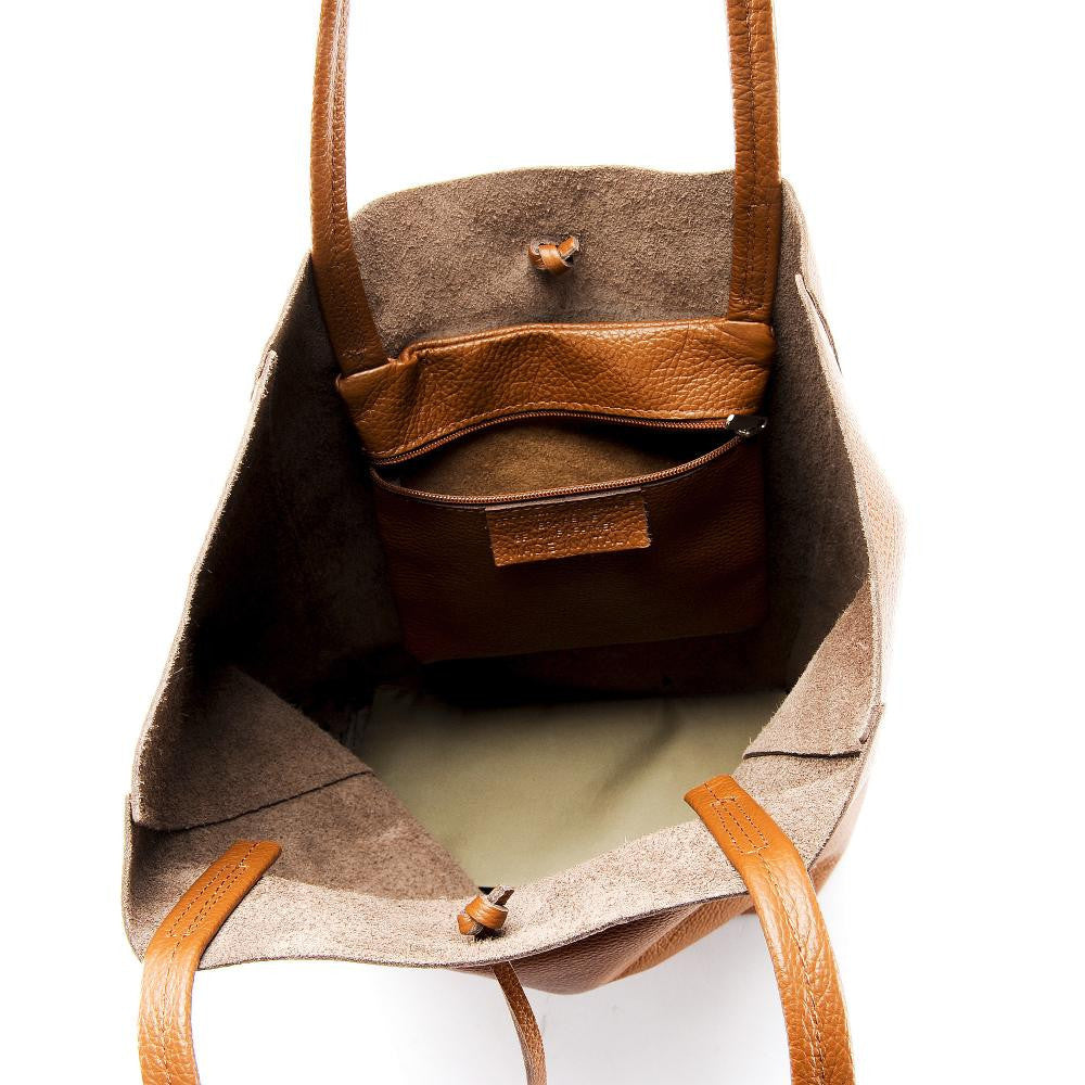 Sac cabas en cuir grainé ou irisé NICE Taupe foncé