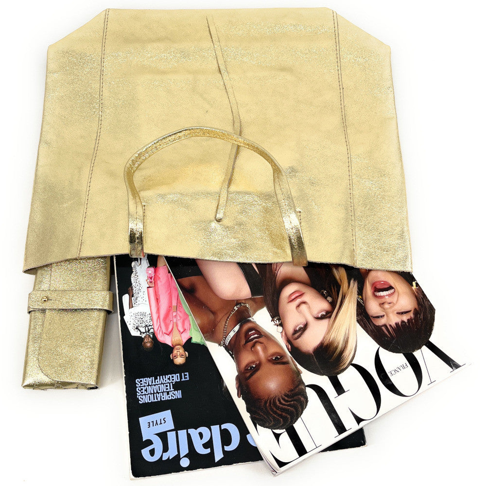 Sac cabas en cuir grainé ou irisé NICE Or