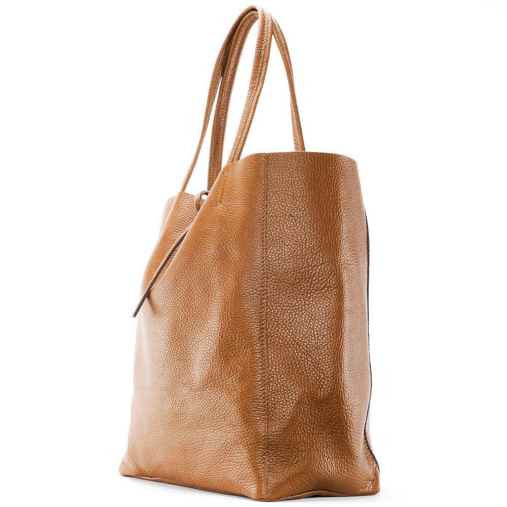 Sac cabas en cuir grainé ou irisé NICE Cognac