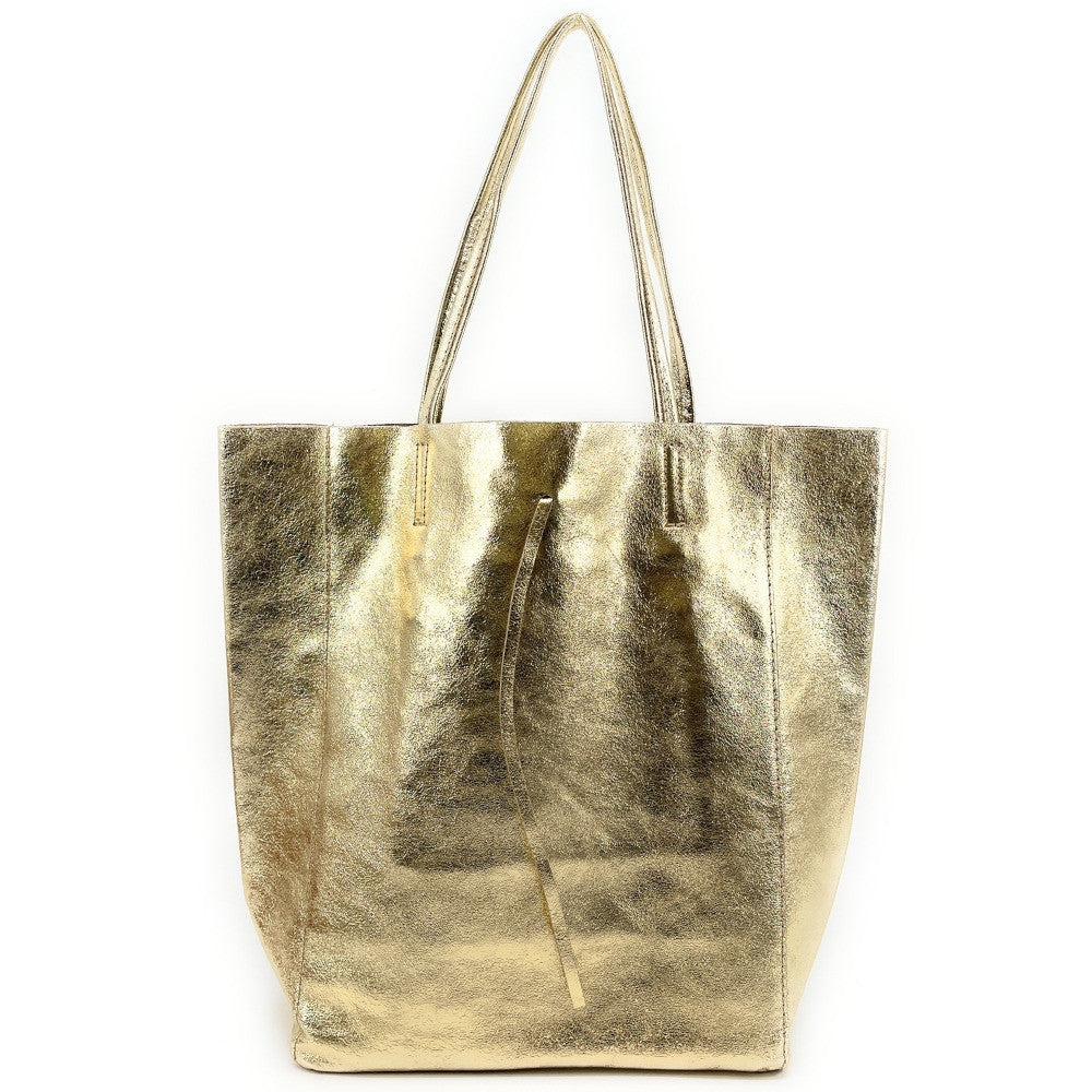 Sac cabas en cuir grainé ou irisé NICE Or