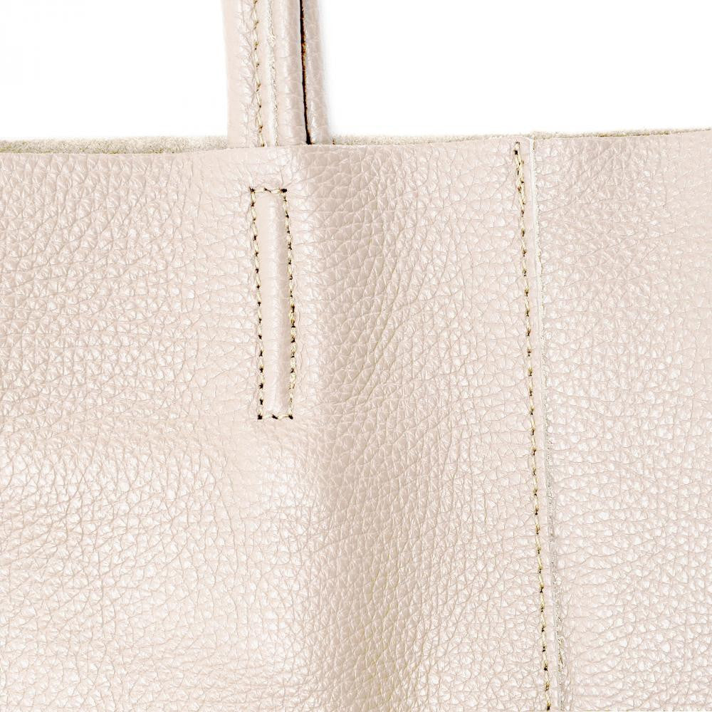 Sac cabas en cuir grainé ou irisé NICE Taupe clair