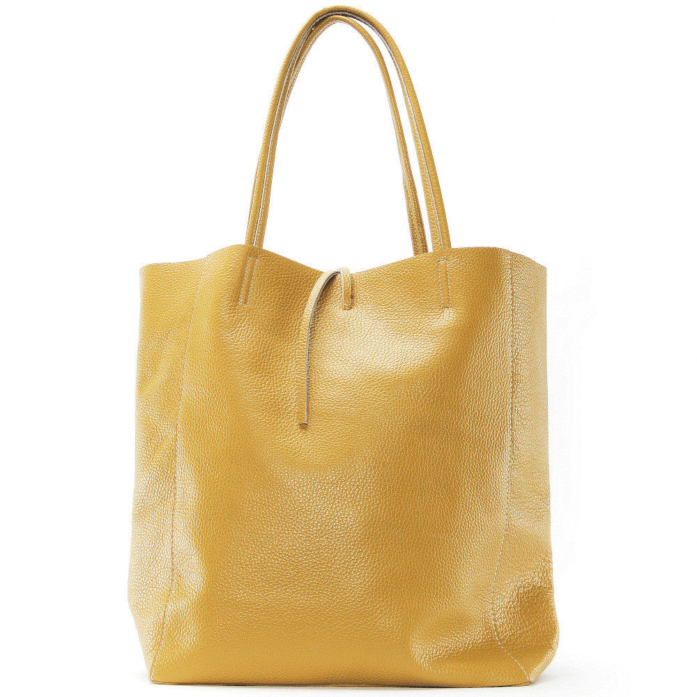 Sac cabas en cuir grainé ou irisé NICE Jaune Moutarde