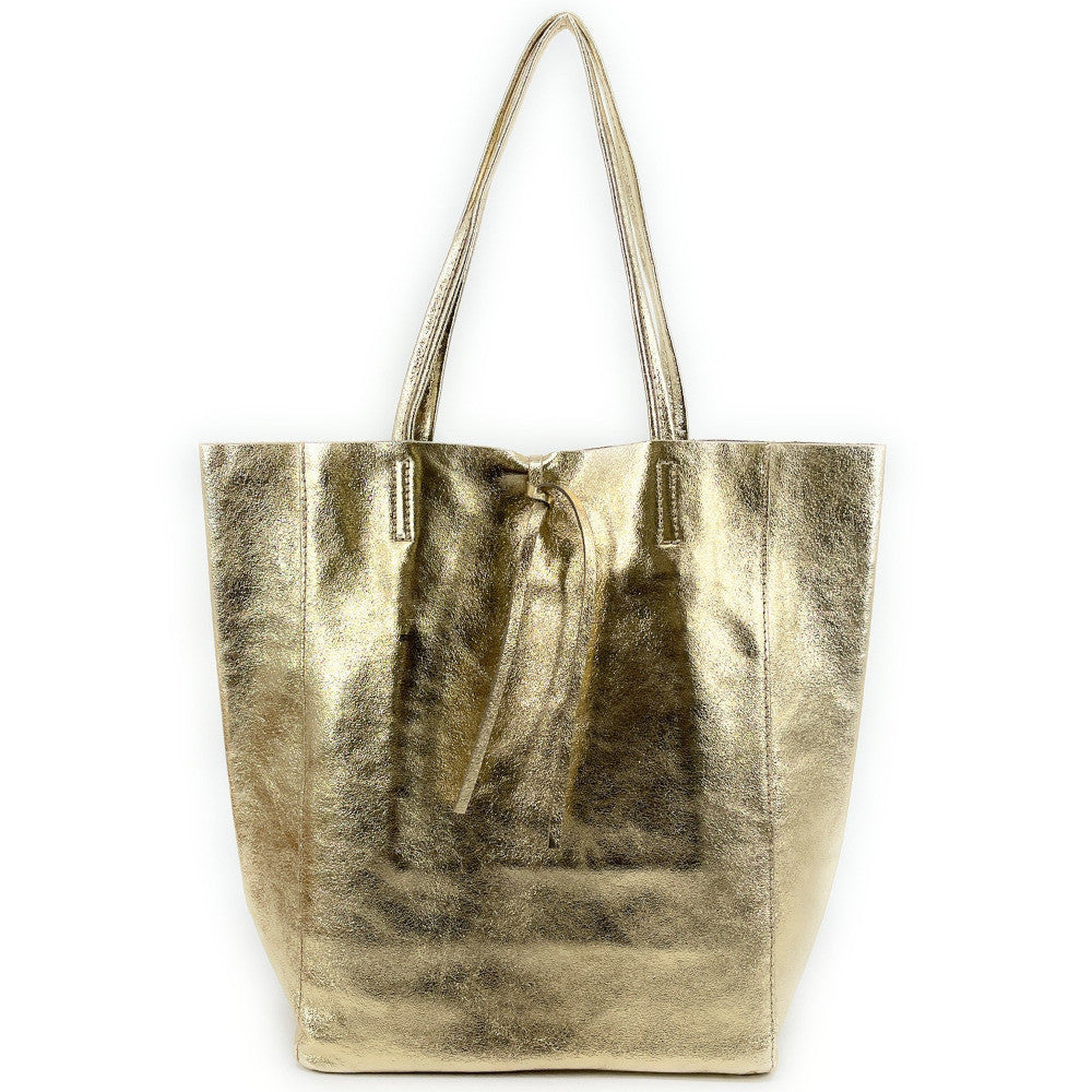 Sac cabas en cuir grainé ou irisé NICE Or