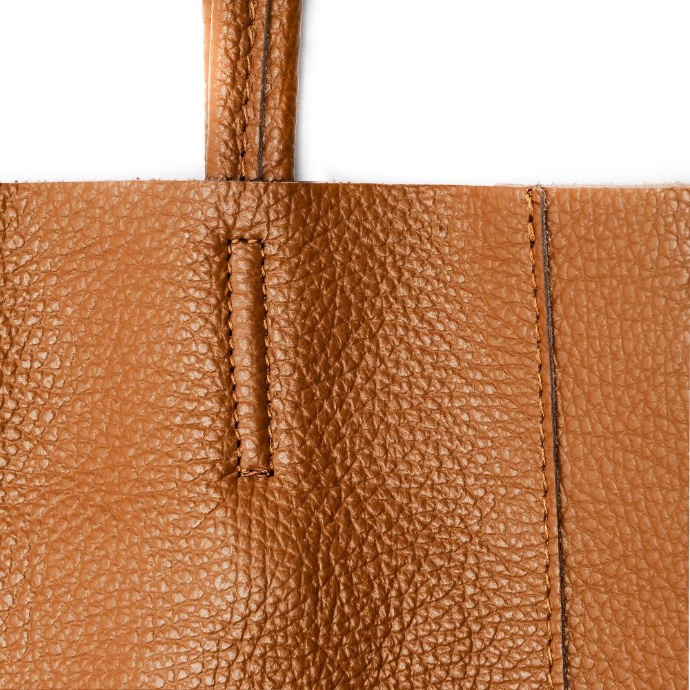 Sac cabas en cuir grainé ou irisé NICE Cognac