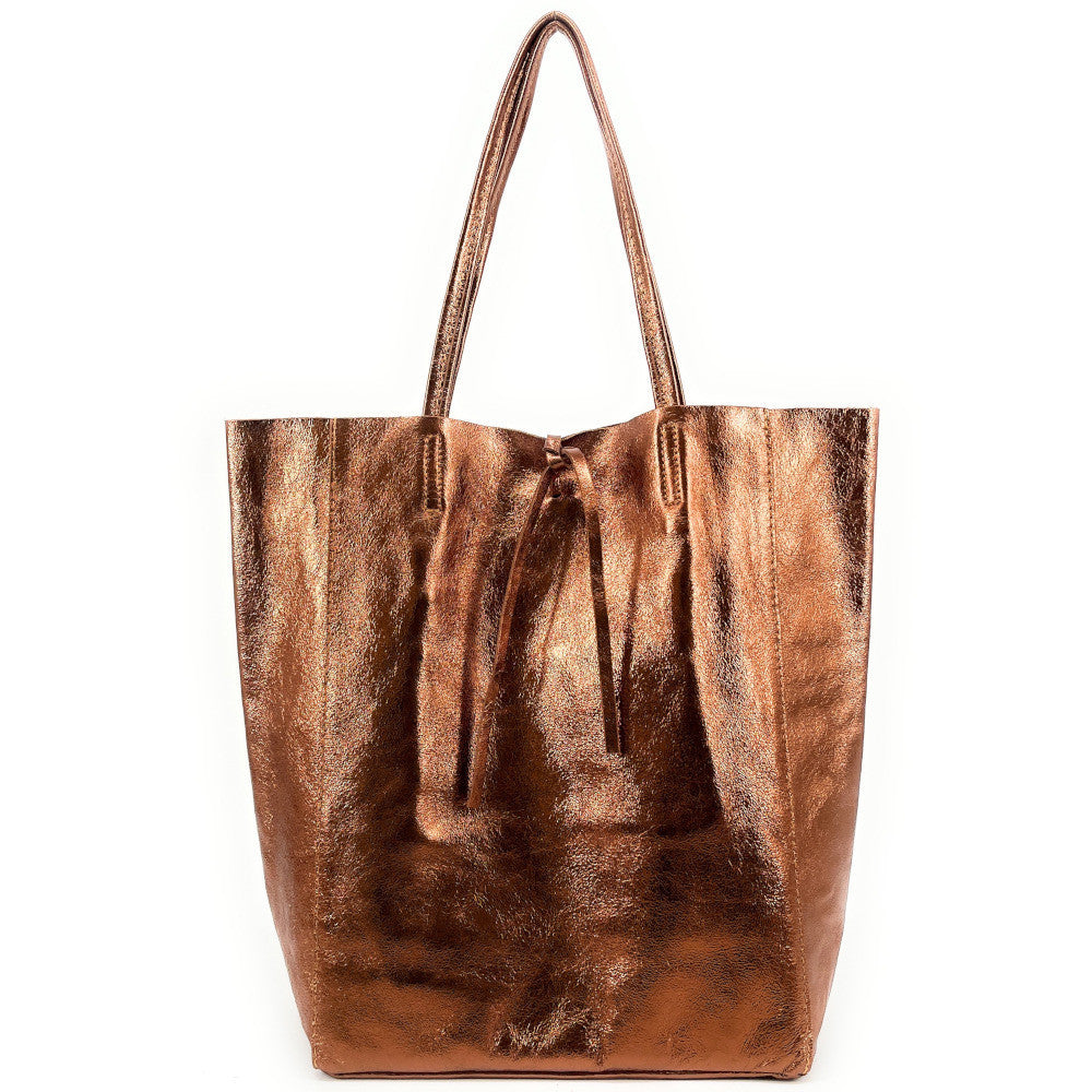 Sac cabas en cuir grainé ou irisé NICE Bronze