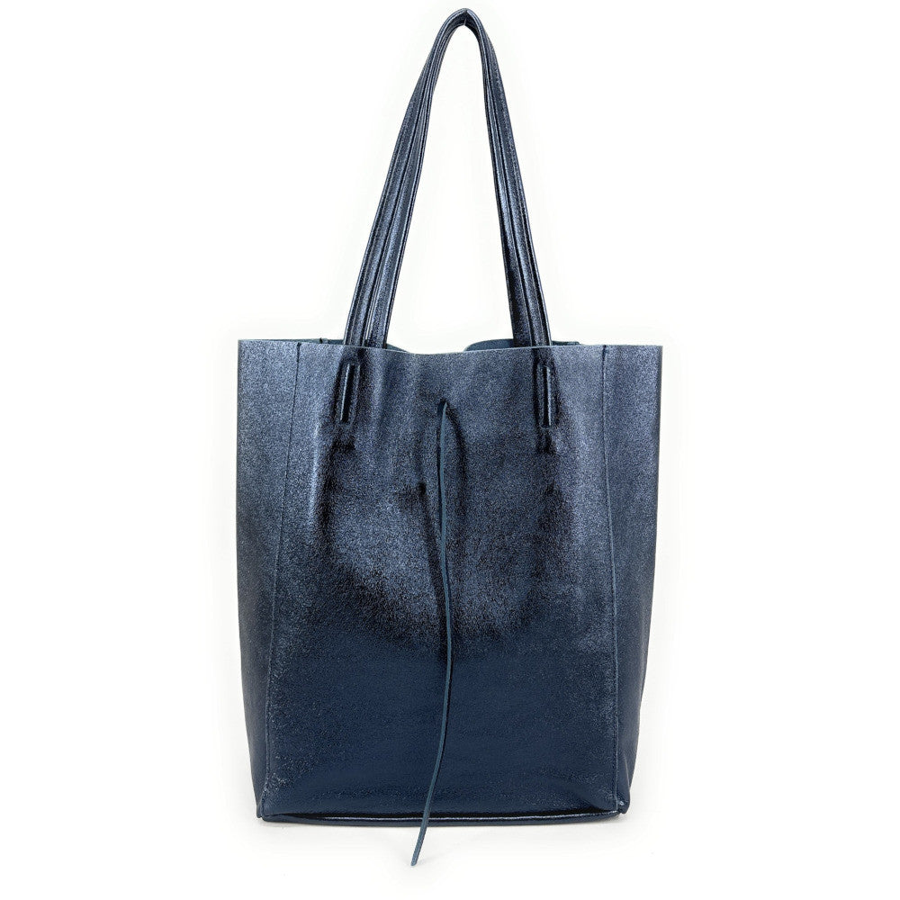 Sac cabas en cuir grainé ou irisé NICE Bleu céleste