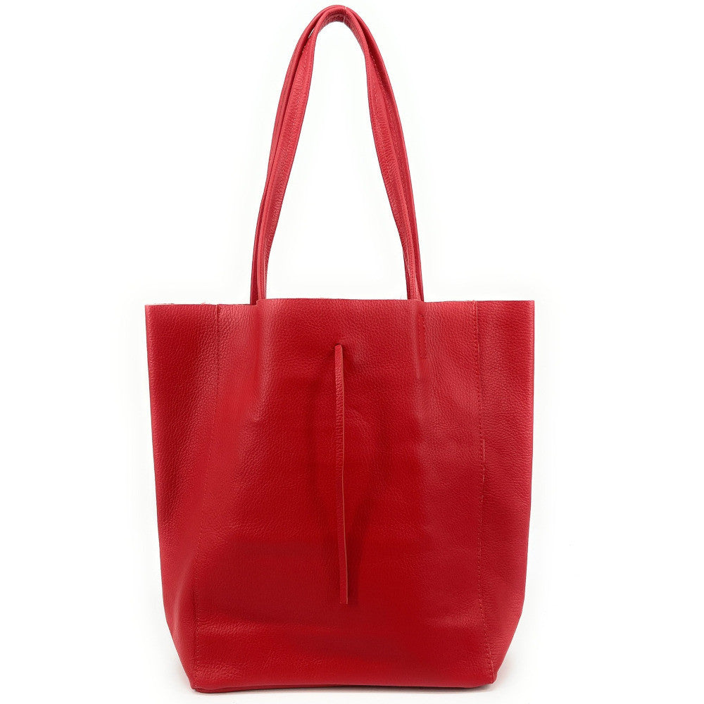 Sac cabas en cuir grainé ou irisé NICE Rouge garance