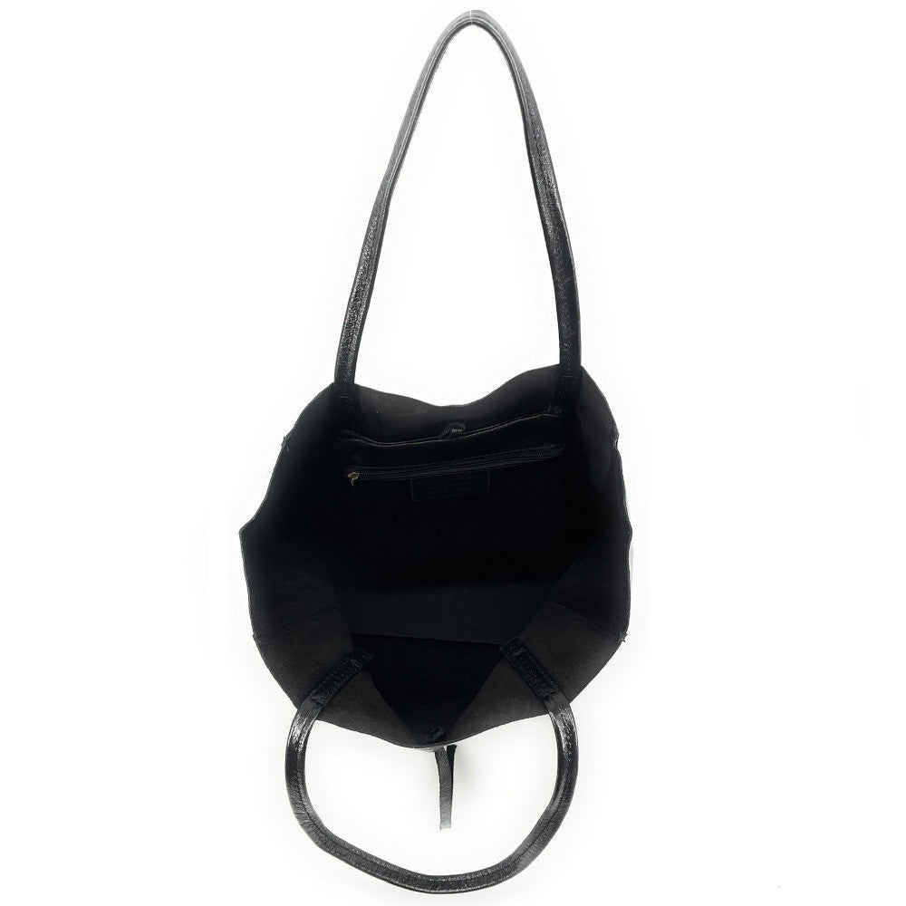 Sac cabas en cuir grainé ou irisé NICE Noir irisé