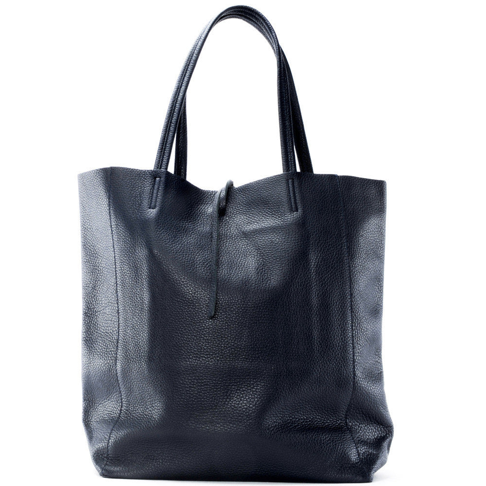 Sac cabas en cuir grainé ou irisé NICE Bleu marine