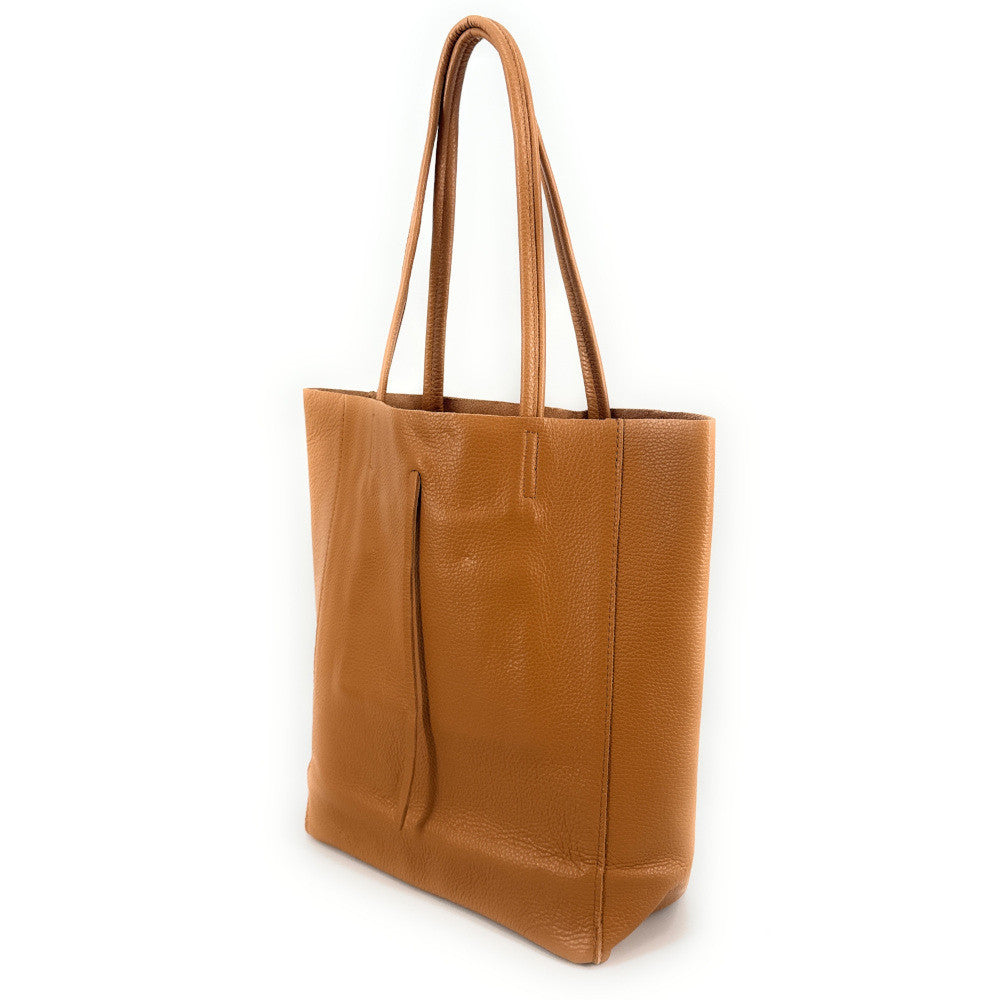 Sac cabas en cuir grainé ou irisé NICE Camel clair