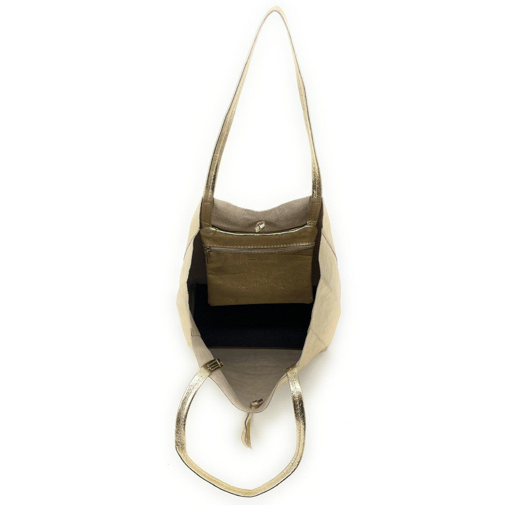 Sac cabas en cuir grainé ou irisé NICE Or