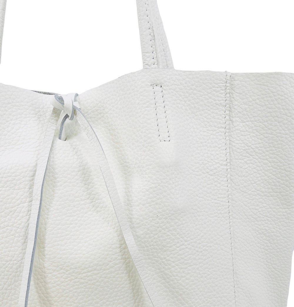 Sac cabas en cuir grainé ou irisé NICE Blanc