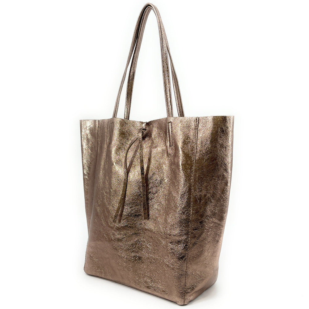 Sac cabas en cuir grainé ou irisé NICE Champagne irisé