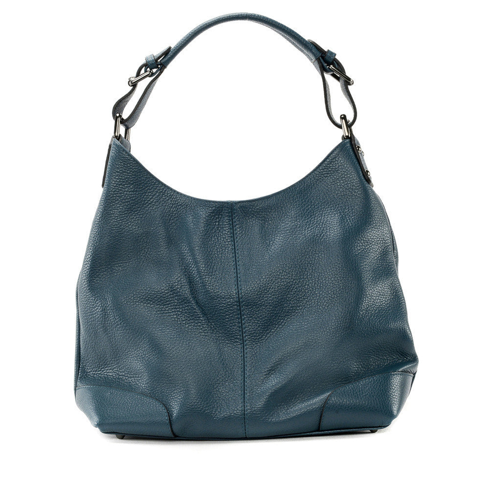 Sac à main cabas en cuir grainé NIKEE Bleu vert canard