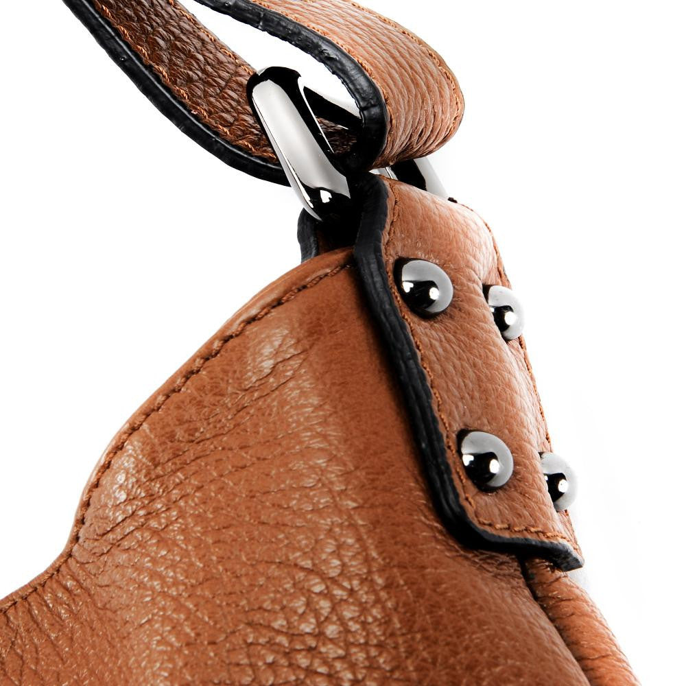 Sac à main cabas en cuir grainé NIKEE Camel foncé