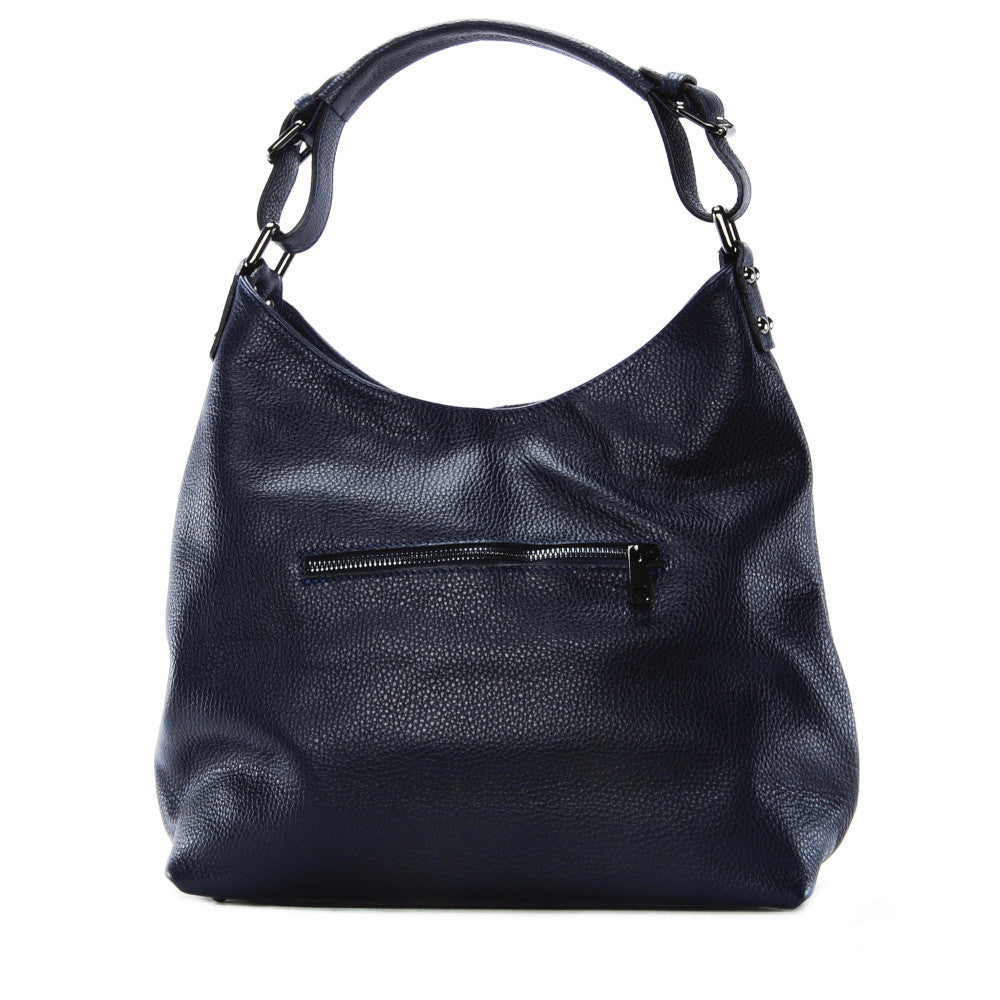 Sac à main cabas en cuir grainé NIKEE Bleu marine