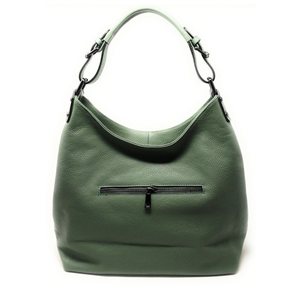 Sac à main cabas en cuir grainé NIKEE Vert pastel