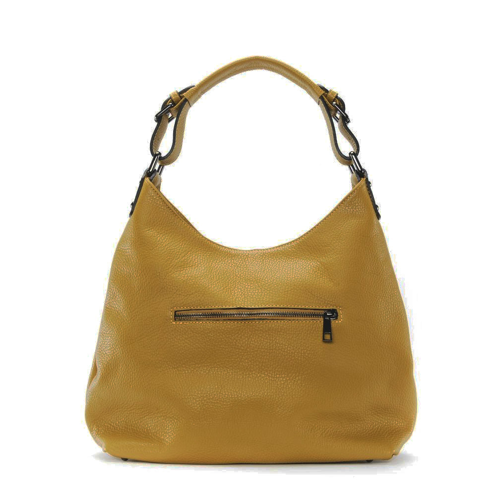 Shopper-Handtasche aus genarbtem Leder NIKEE Senfgelb