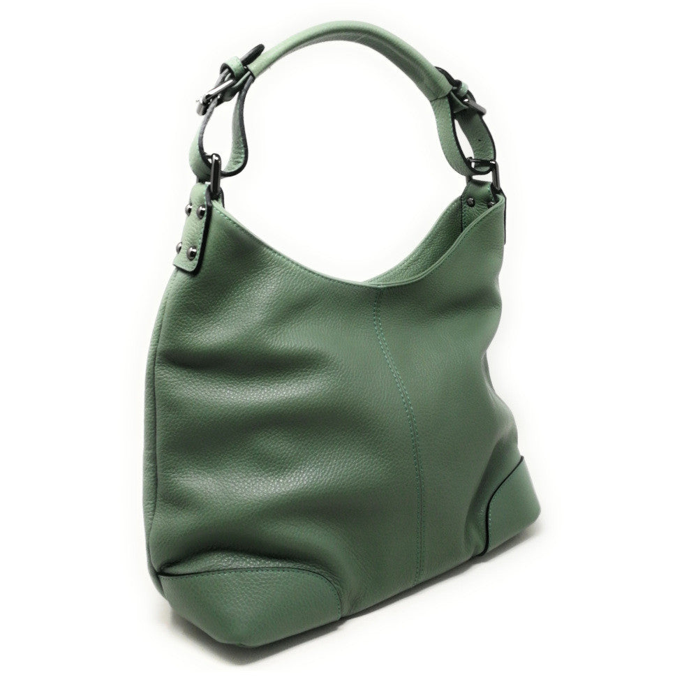 Sac à main cabas en cuir grainé NIKEE Vert pastel