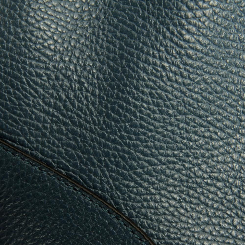 Sac à main cabas en cuir grainé NIKEE Bleu vert canard