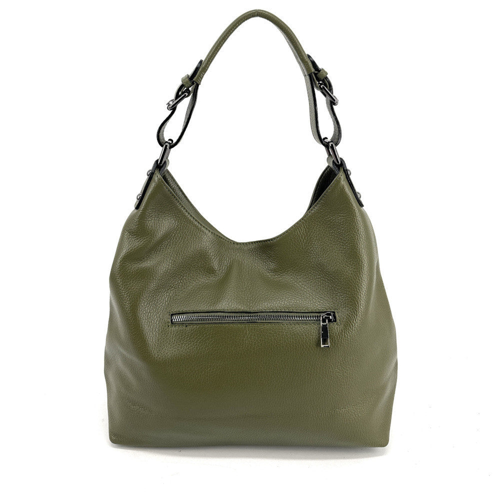 Sac à main cabas en cuir grainé NIKEE Kaki