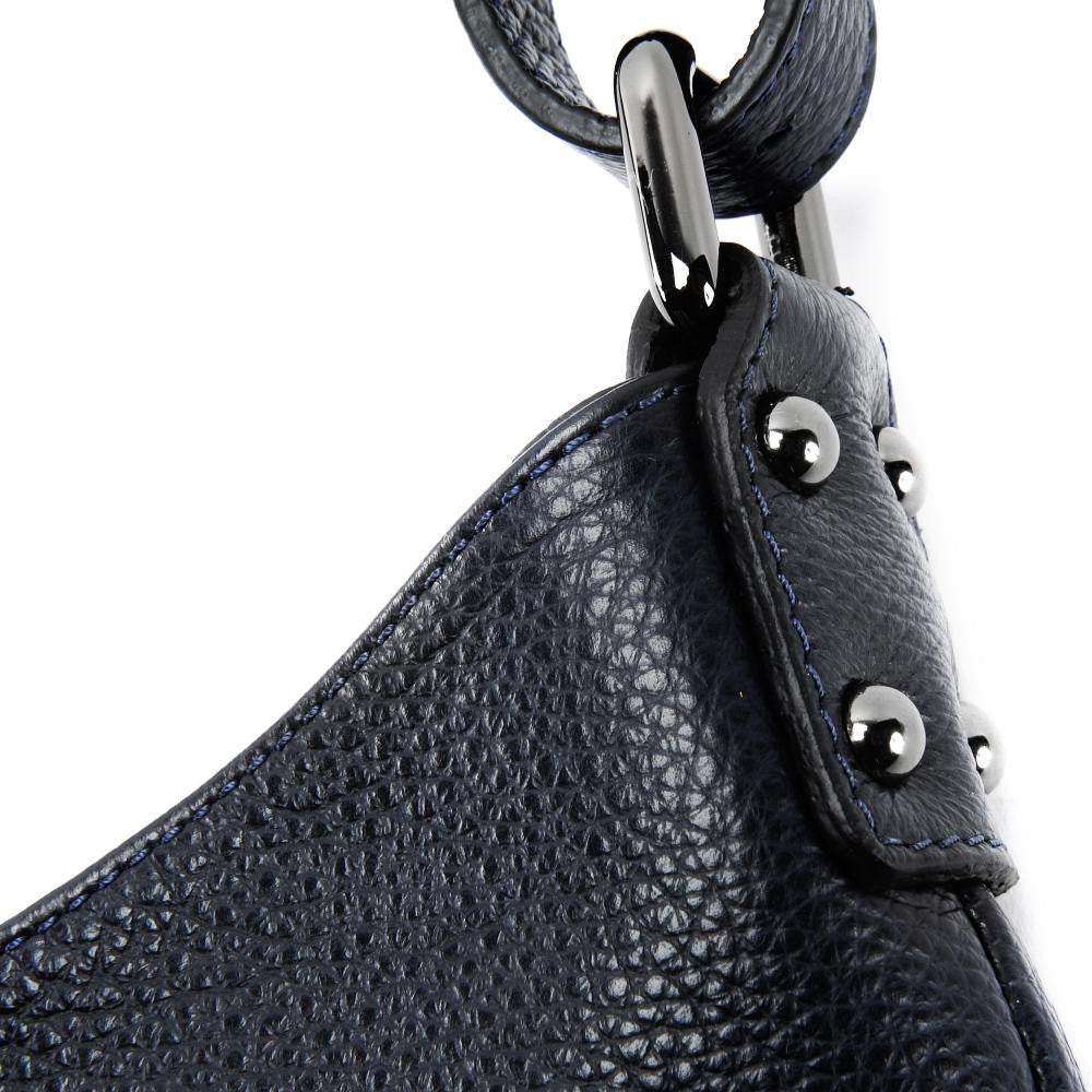 Sac à main cabas en cuir grainé NIKEE Bleu marine
