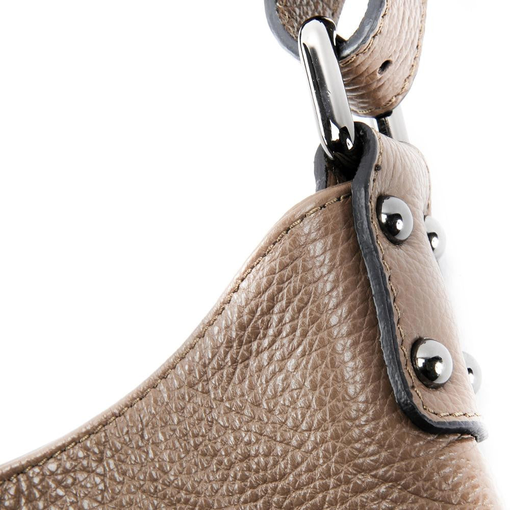 Sac à main cabas en cuir grainé NIKEE Taupe foncé