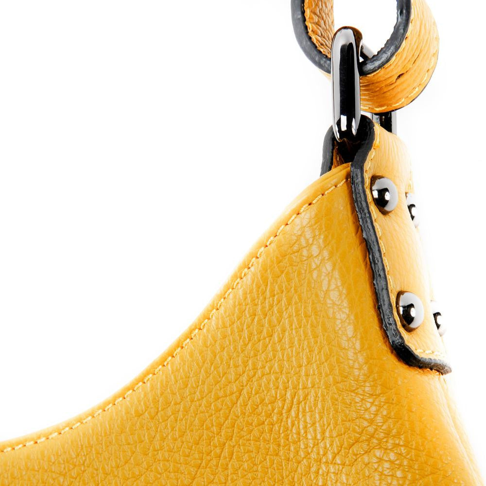 Sac à main cabas en cuir grainé NIKEE Jaune Moutarde
