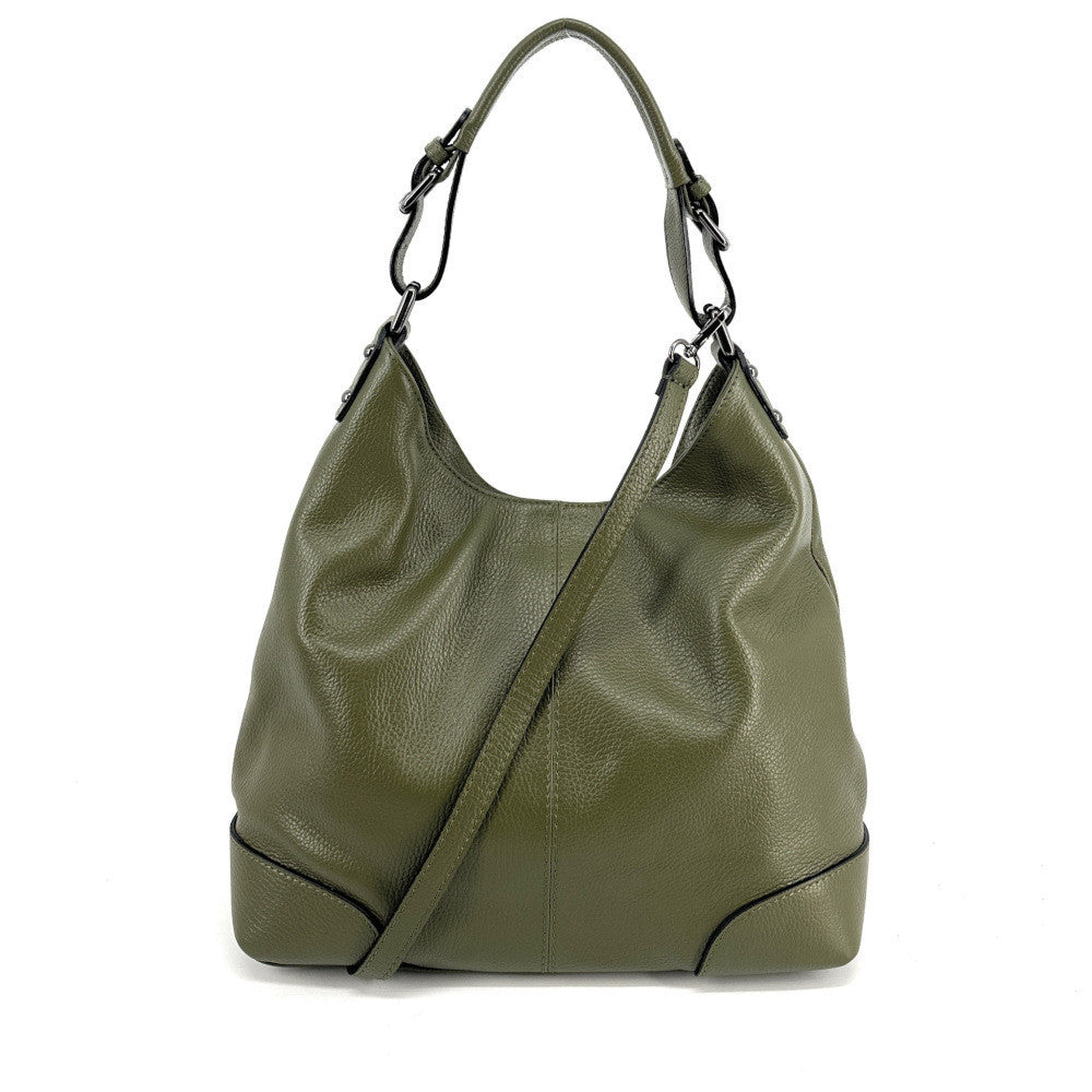 Sac à main cabas en cuir grainé NIKEE Kaki