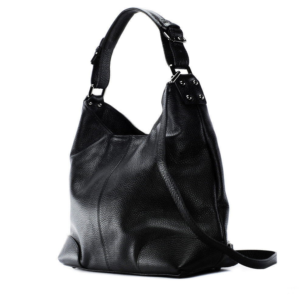 Sac à main cabas en cuir grainé NIKEE Noir