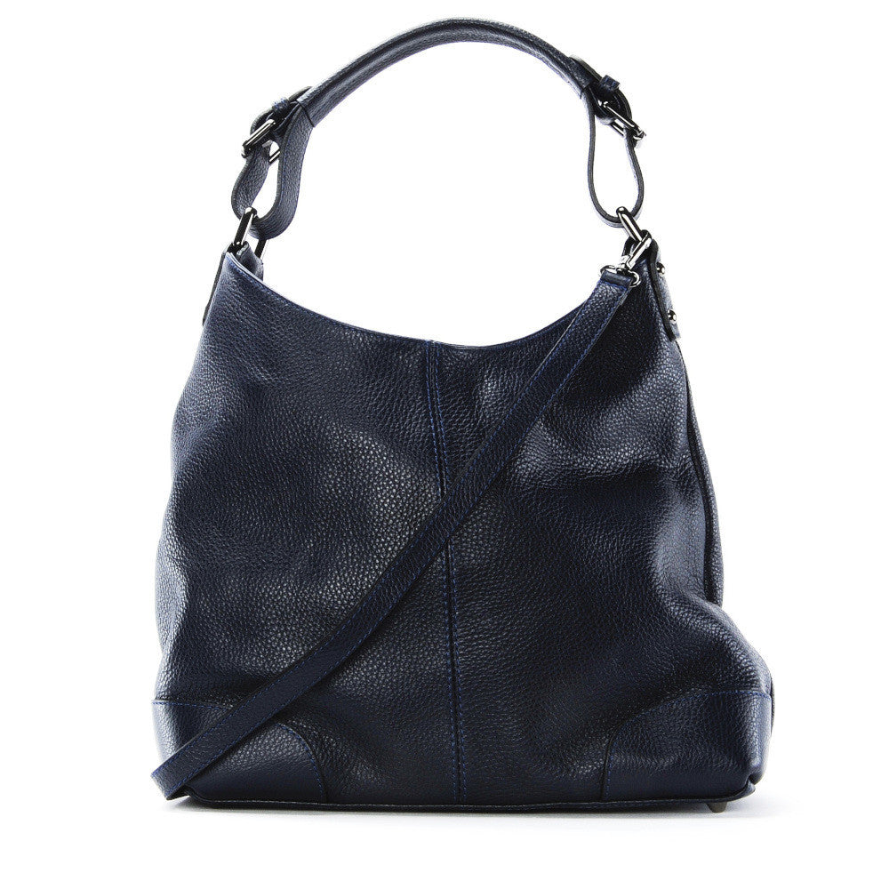 Sac à main cabas en cuir grainé NIKEE Bleu marine