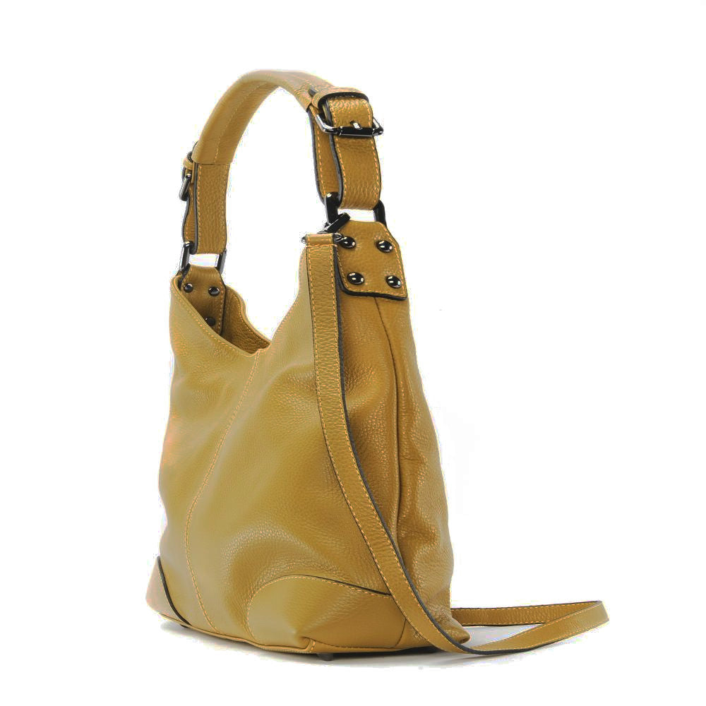 Sac à main cabas en cuir grainé NIKEE Jaune tournesol