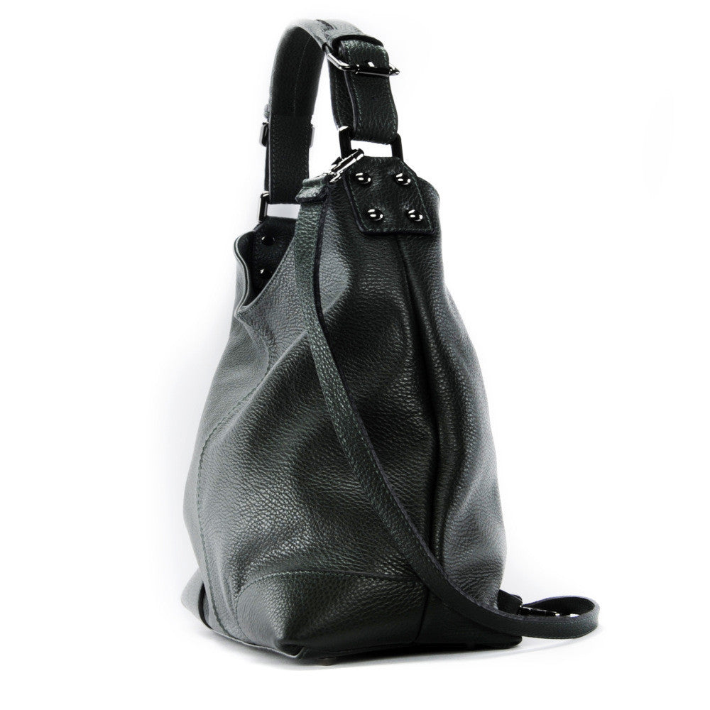 Sac à main cabas en cuir grainé NIKEE Vert forêt