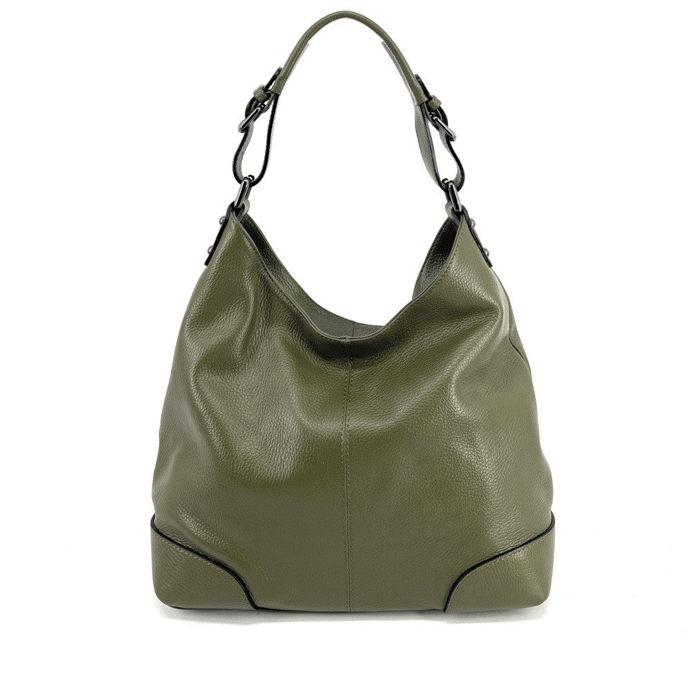 Sac à main cabas en cuir grainé NIKEE Kaki