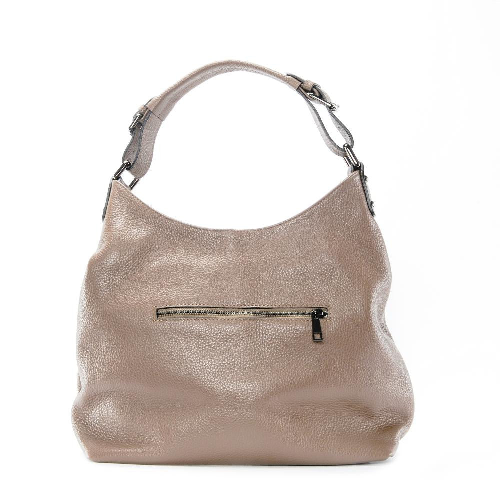 Sac à main cabas en cuir grainé NIKEE Taupe clair