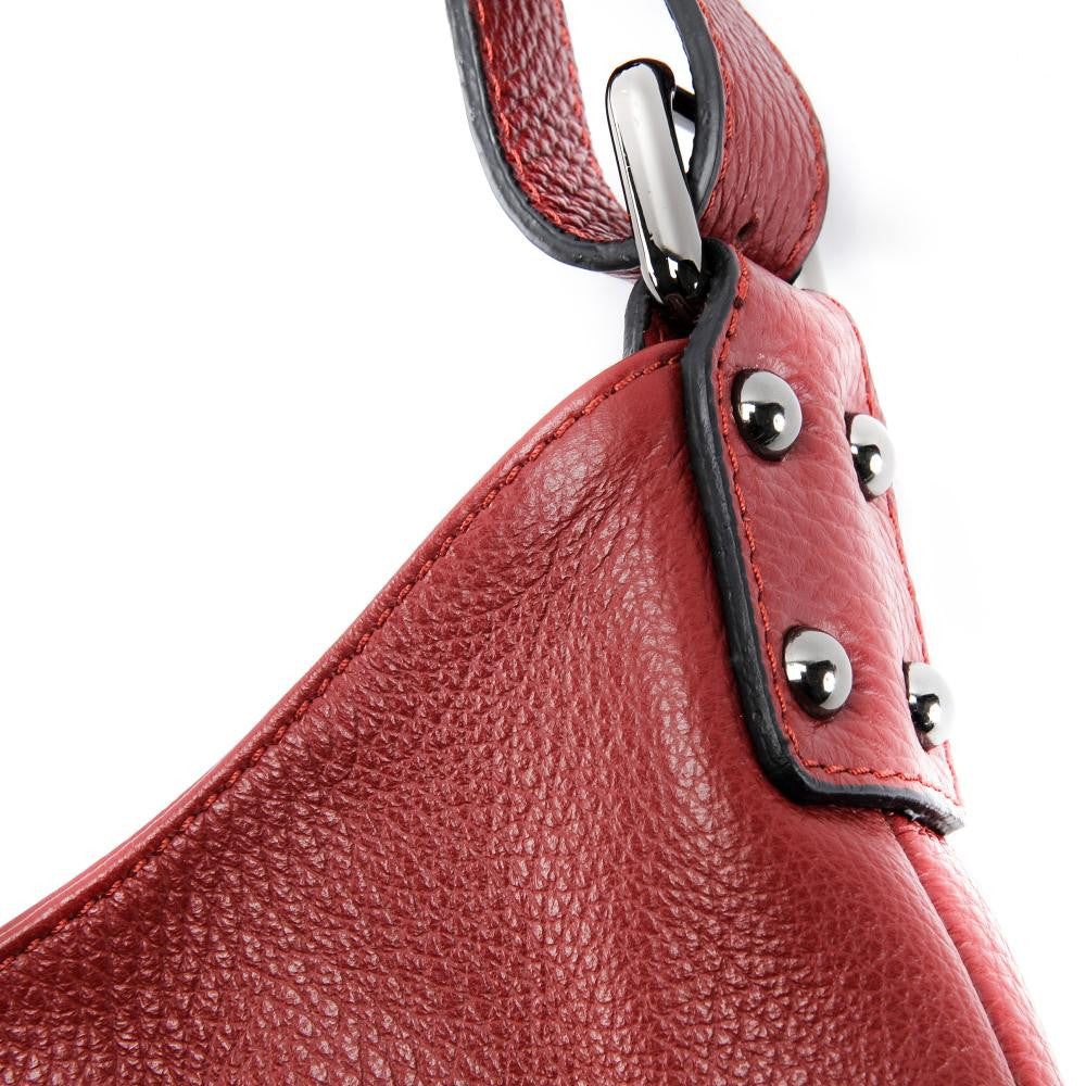 Sac à main cabas en cuir grainé NIKEE Rouge foncé
