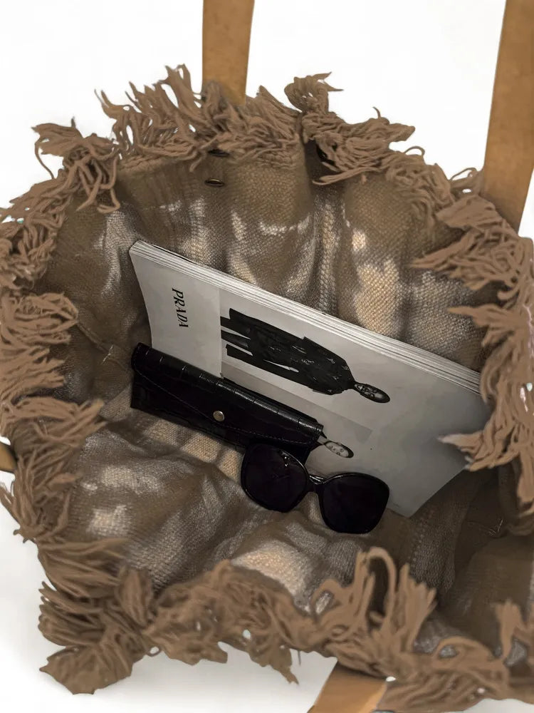 Sac à main cabas en tissu BELIZE Taupe foncé
