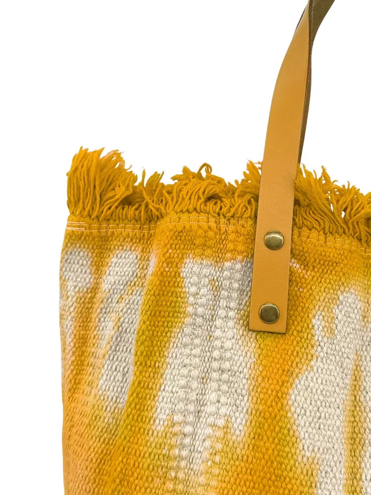 Sac à main cabas en tissu BELIZE Jaune Moutarde