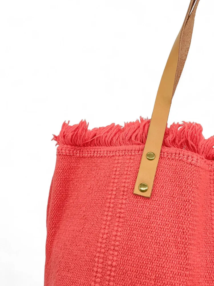 Sac à main cabas en tissu IBIZA Rose corail