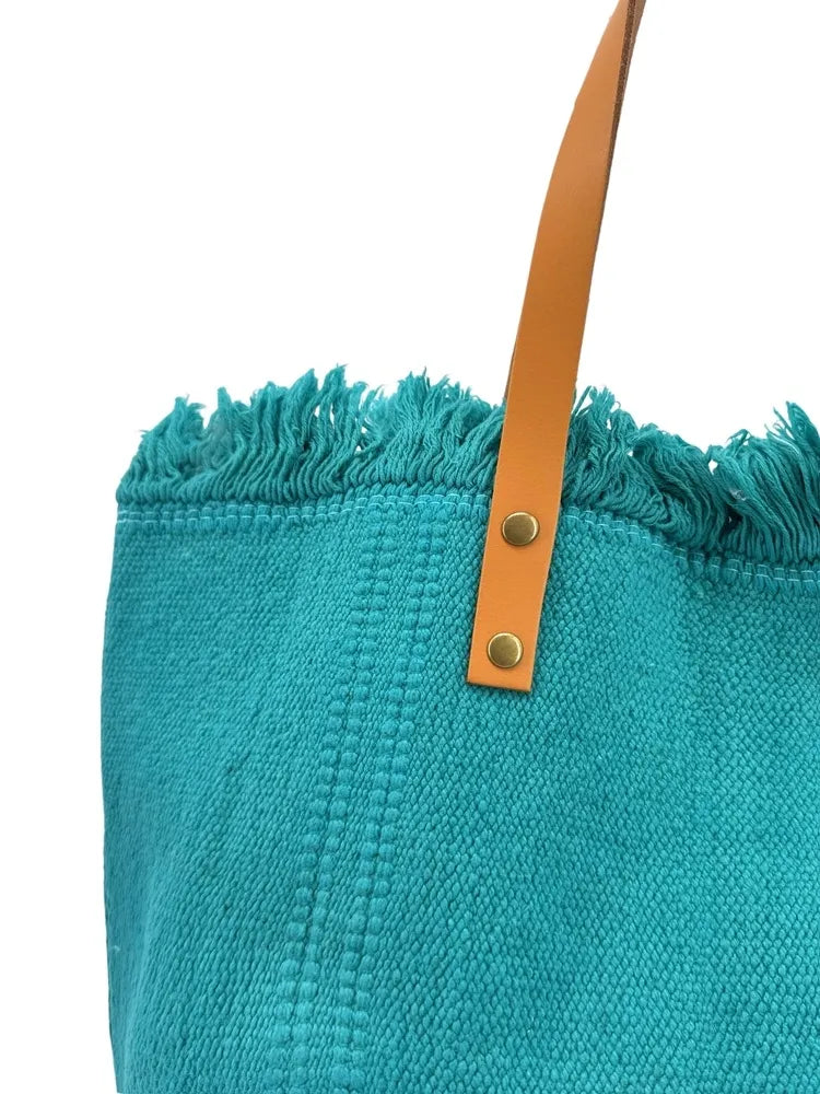 Sac à main cabas en tissu IBIZA Bleu turquoise