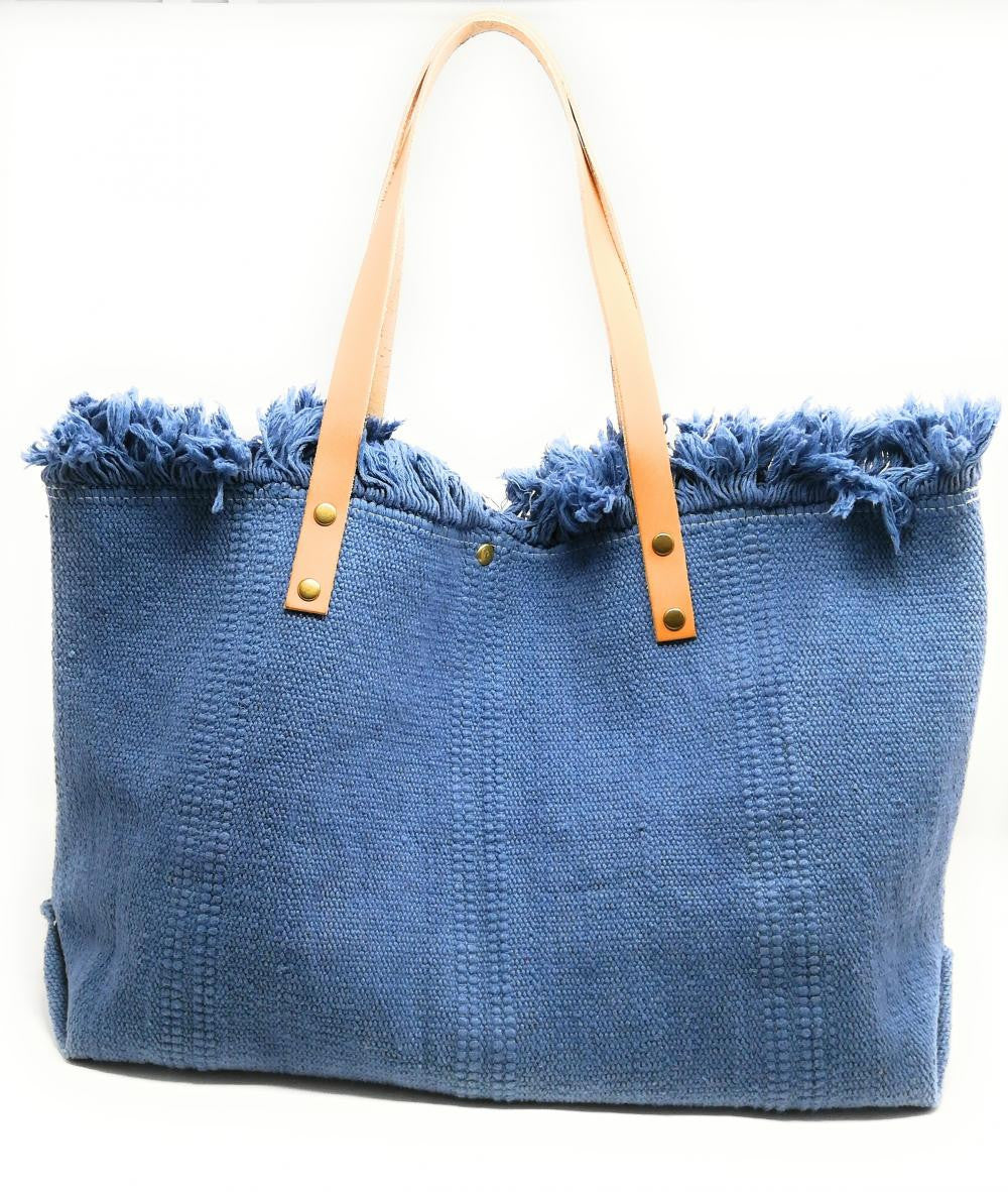 Sac à main cabas en tissu IBIZA Bleu denim