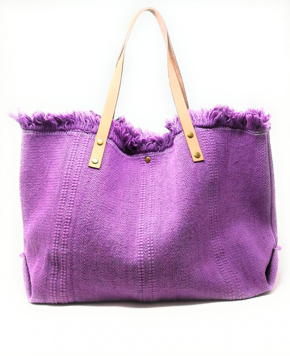 Sac à main cabas en tissu IBIZA Lilas