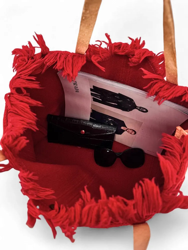 Sac à main cabas en tissu IBIZA Rouge garance
